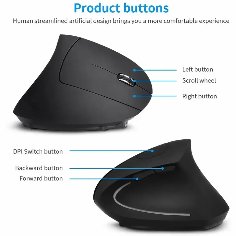 Ergonomic Wireless Rechargeable Gaming Mouse Kit