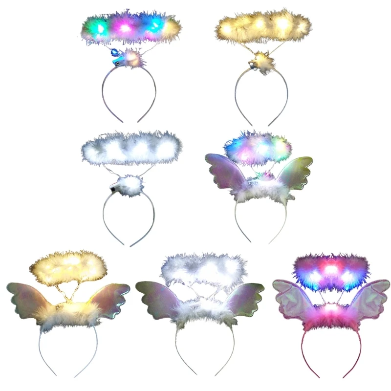 Fascia Per Capelli Led Angel Wing Halos Musicale Fascia Per Feste Halloween Per Ragazze