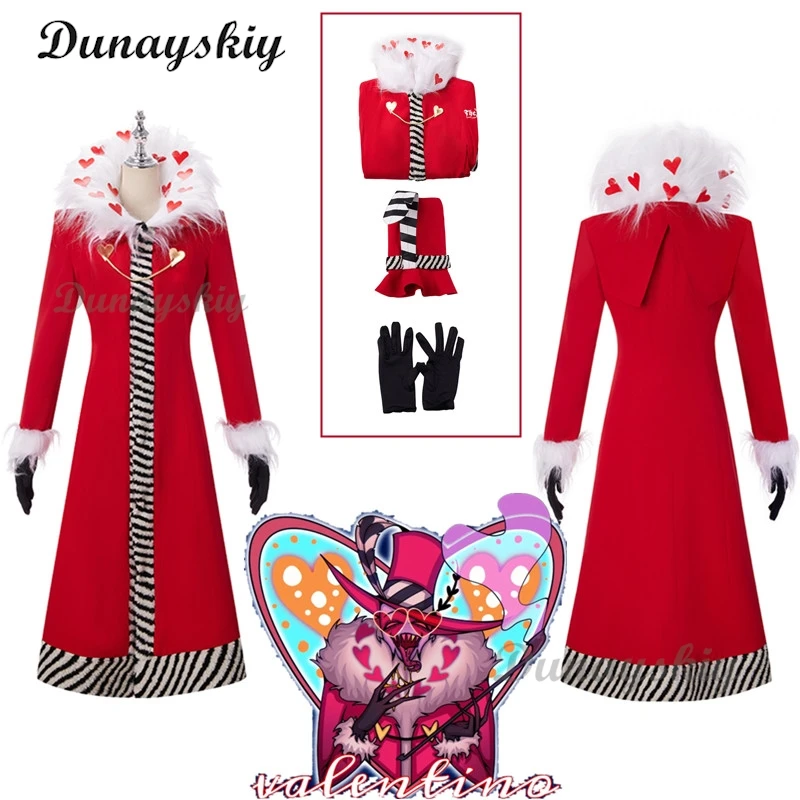 

Valentino Cosplay Costume Fancy Dress Outfit with Hat Halloween Carnival Christmas Costumes Red Suit Anime Cosplay