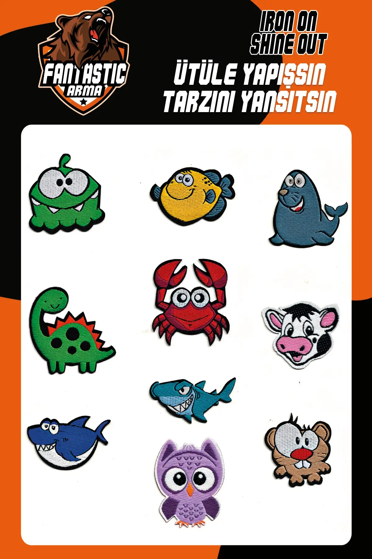 

Iron Sticking Waving Set Patch Patch Patch Patch Crab, Owl Colorful Animals Model Embroidery Kits