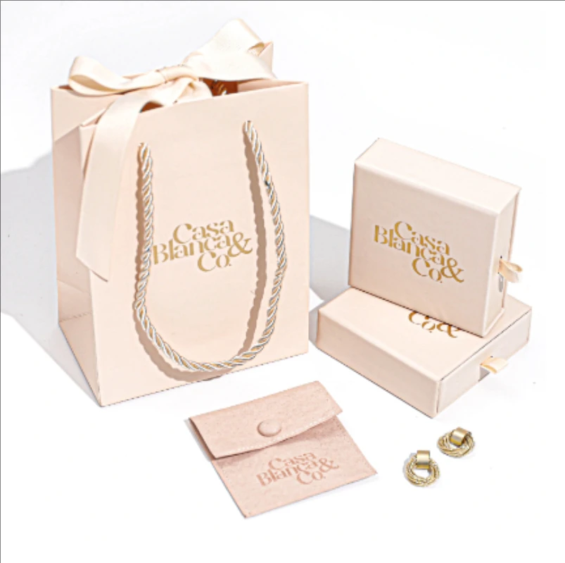 500pcs/Customizable Fashion Jewelry Packaging Bags with Handle, Exquisite Logo Design C... - SKU FJPB2125 - UGI Packaging