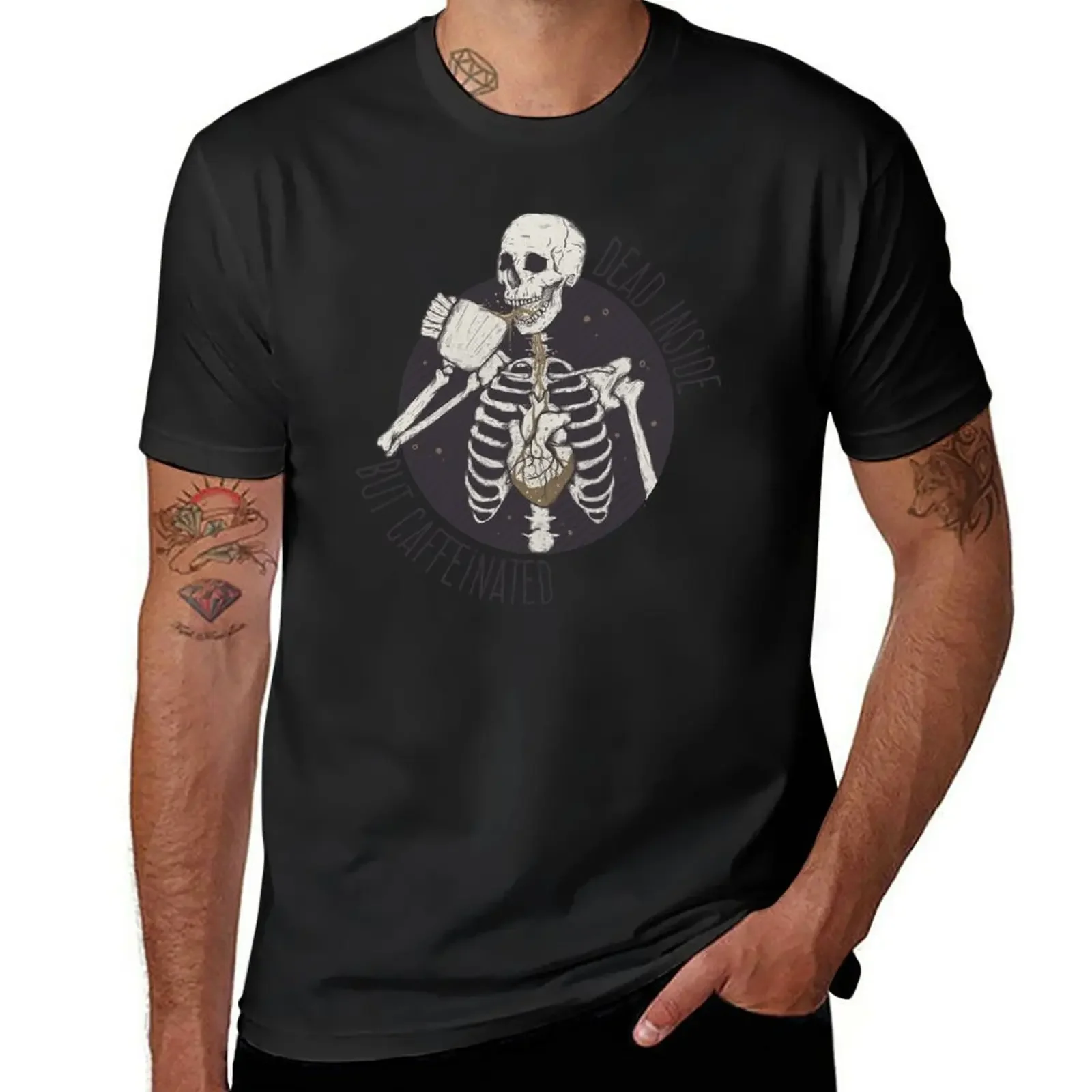 

Dead inside but caffeinated T-Shirt sports fans aesthetic clothes mens big and tall t shirts