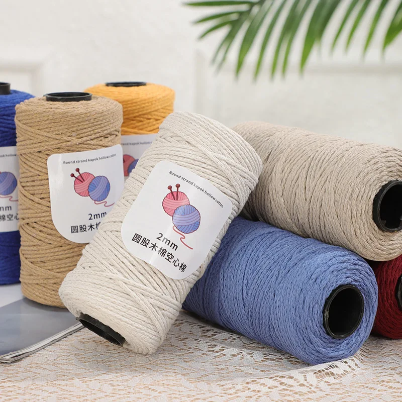 2mm 150 Meters Round Cotton Hand Knitting Yarn for Bag Hat Crocheting Cotton Macrame Cord Chunky Yarn DIY Blankets Crafts 2