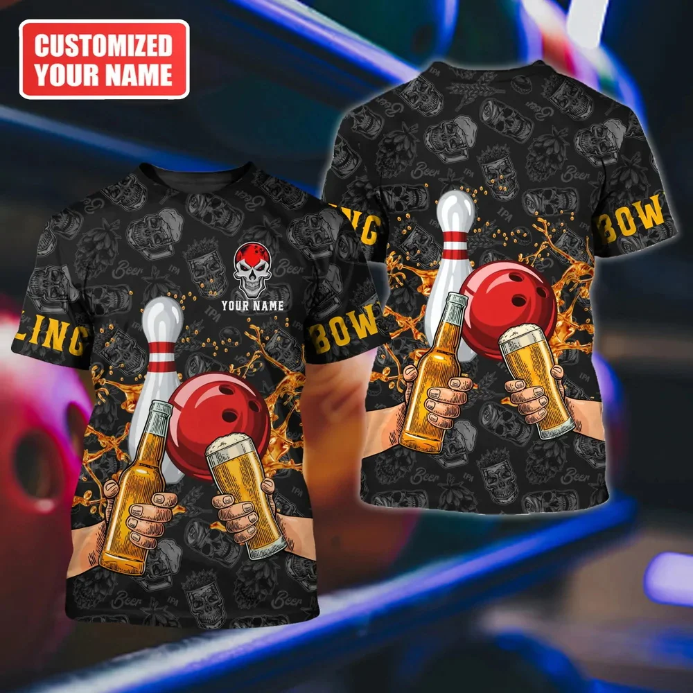 Neueste Sommer männer T-shirt Personalisierte Name Bowling 3D Gedruckt t-shirt Unisex Casual T-shirt Geschenk Für Bowling Player DW126 – Detail 33