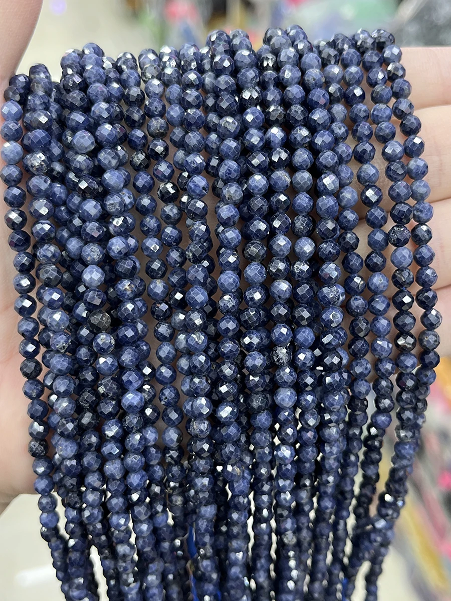 

Natural Sapphire Stone Bracelet Necklace Beaded Jewelry Accessories for Jewelry Diy Production 3mm 4mm