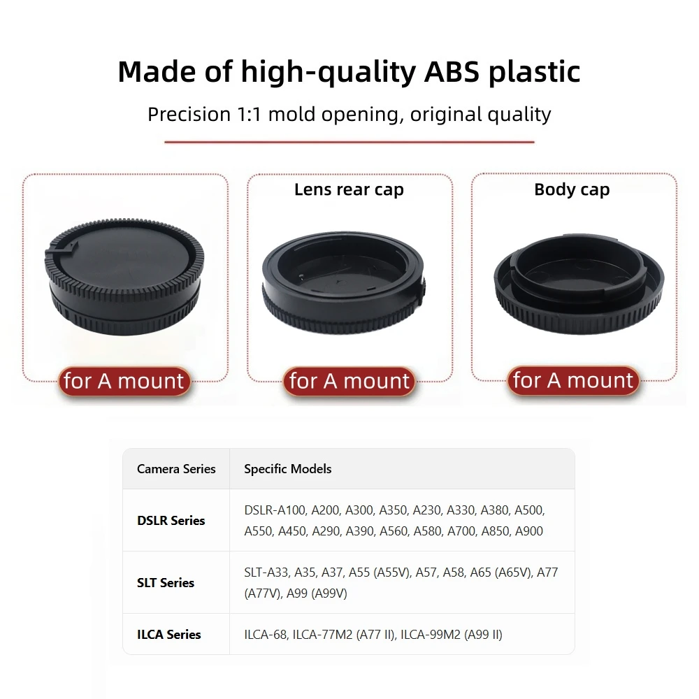 Protective Camera Body Cover & Lens Rear Cap for Sony A-Mount DSLR/SLT