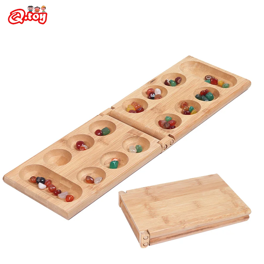 2022 New Mancala Board Game With 48pcs Chess Stones Mankala Bamboo Classic  Strategy Game Folding Wooden Board Chess Set For Teen - Math Toys -  AliExpress