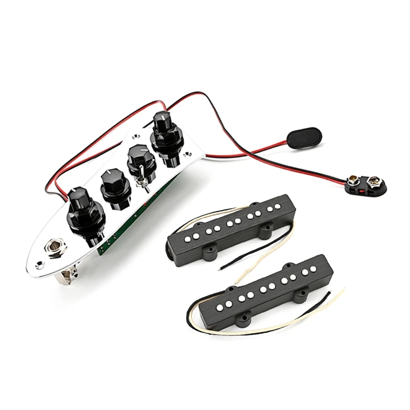 

Bass Pickup Neck Bridge and Loaded Wired Control Plate Metal 4 Hole Volume Control Plate for 4 Strings for JB Bass Guitar