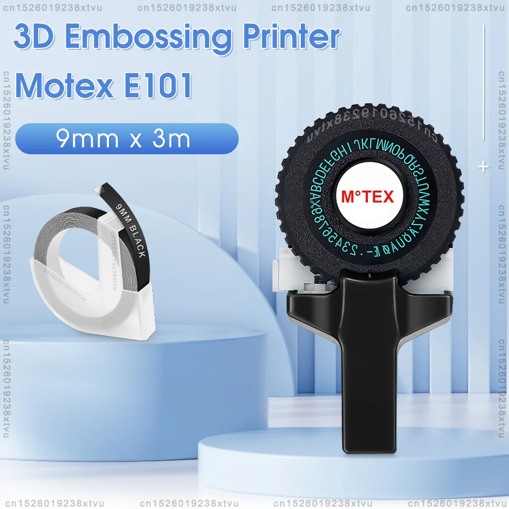 Motex E101 3D 엠보싱 타자기, 미니 휴대용 수동 라벨 기계, 엠보싱 기계, DIY 스티커, Dymo 3D 테이프와 호환
