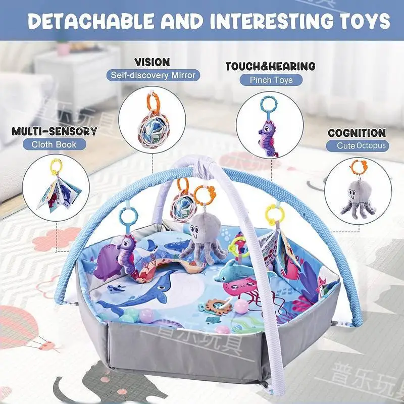 Hot Selling Multifunctional Baby Fence Crawling Mat Game Blanket Newborn Toys Fitness Stand Game Pad