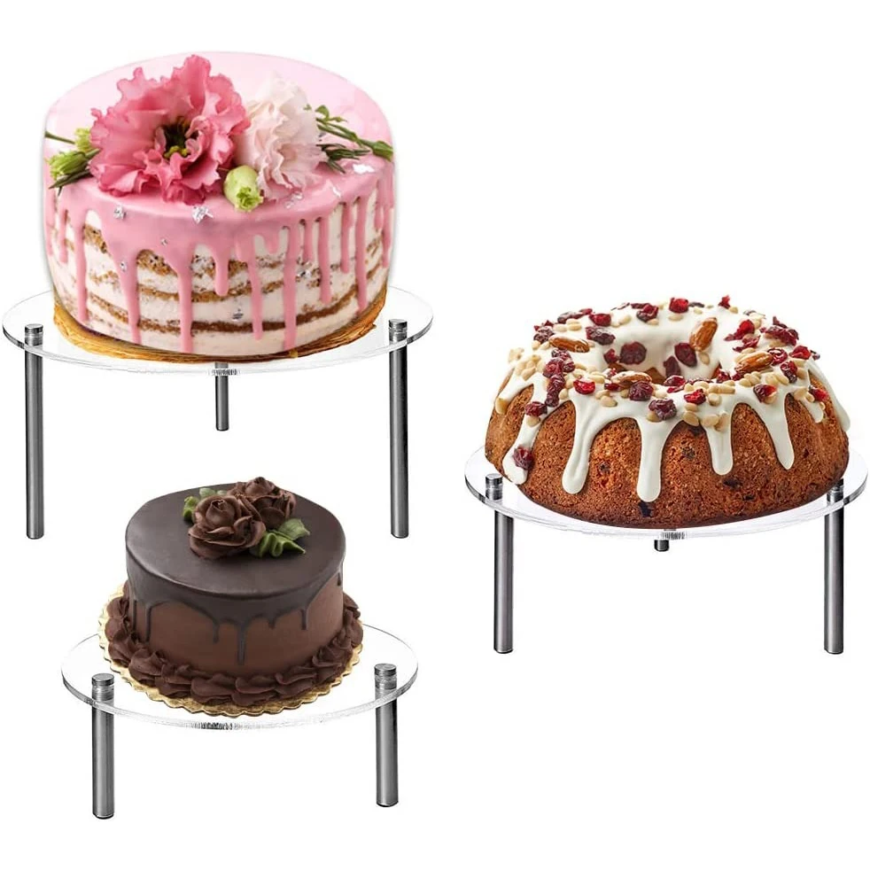 

Acrylic Cake Stand Set for Dessert Table, Clear Round Cake Stands, Dessert Cupcake Candy Pizz Display for Wedding, Event, Party