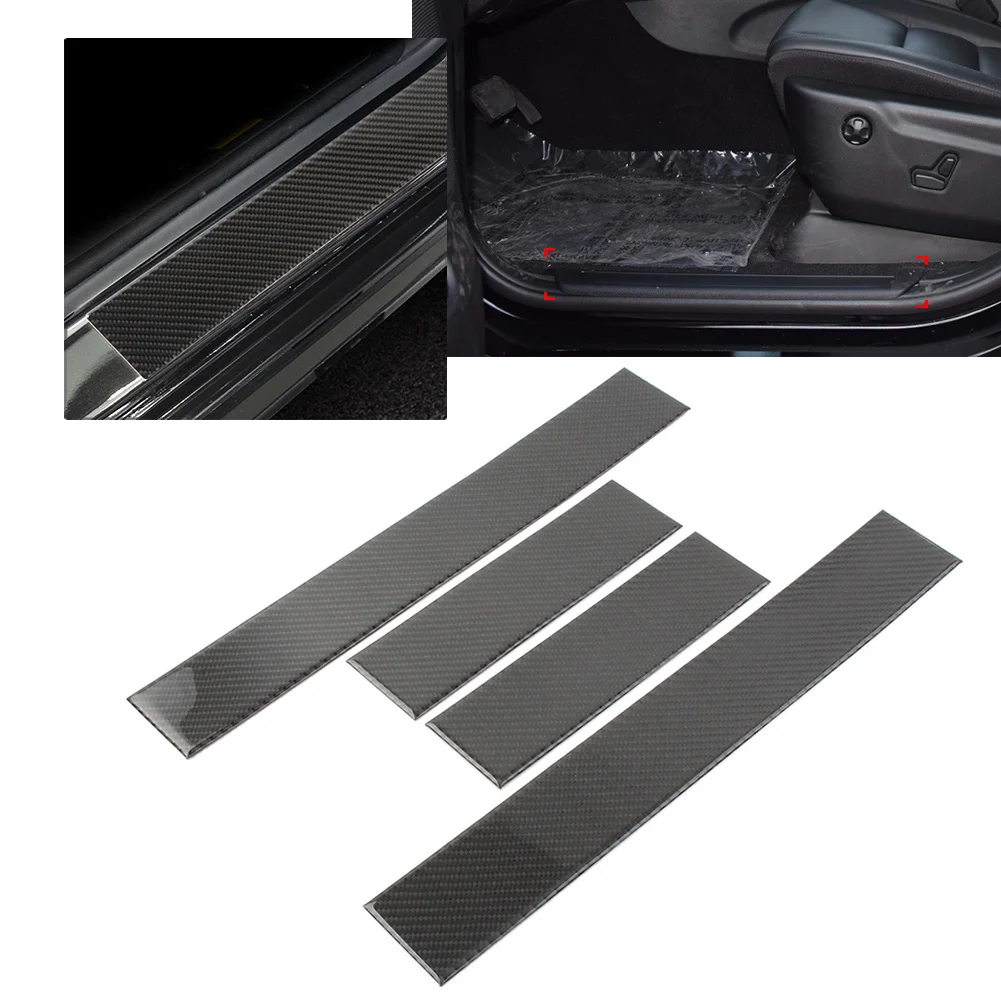 

4 Pcs Carbon Fiber Car Door Sill Step Threshold Shield Protector Trim Accessories For Jeep Grand Cherokee 2011-2020