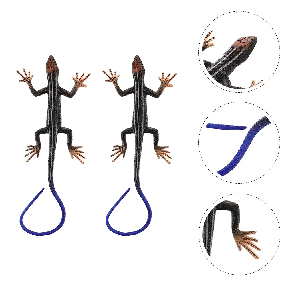 

2 Pcs Tricky Toys Artificial Lizard Ornament Animal Figures Prank Desktop Child