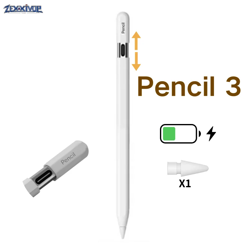 스마트 스타일러스 펜 Type-c 충전 iPad 연필 2018-2023용 자기 흡착 충전