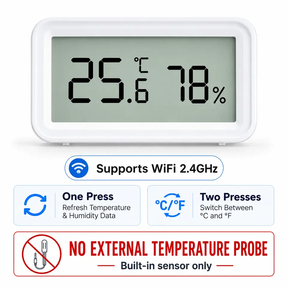 NEW Tuya WiFi Zigbee Sensor Temperature Humidity Meter Digital LCD Convenient With Smart Life Google Assistant,With External Pro image 7