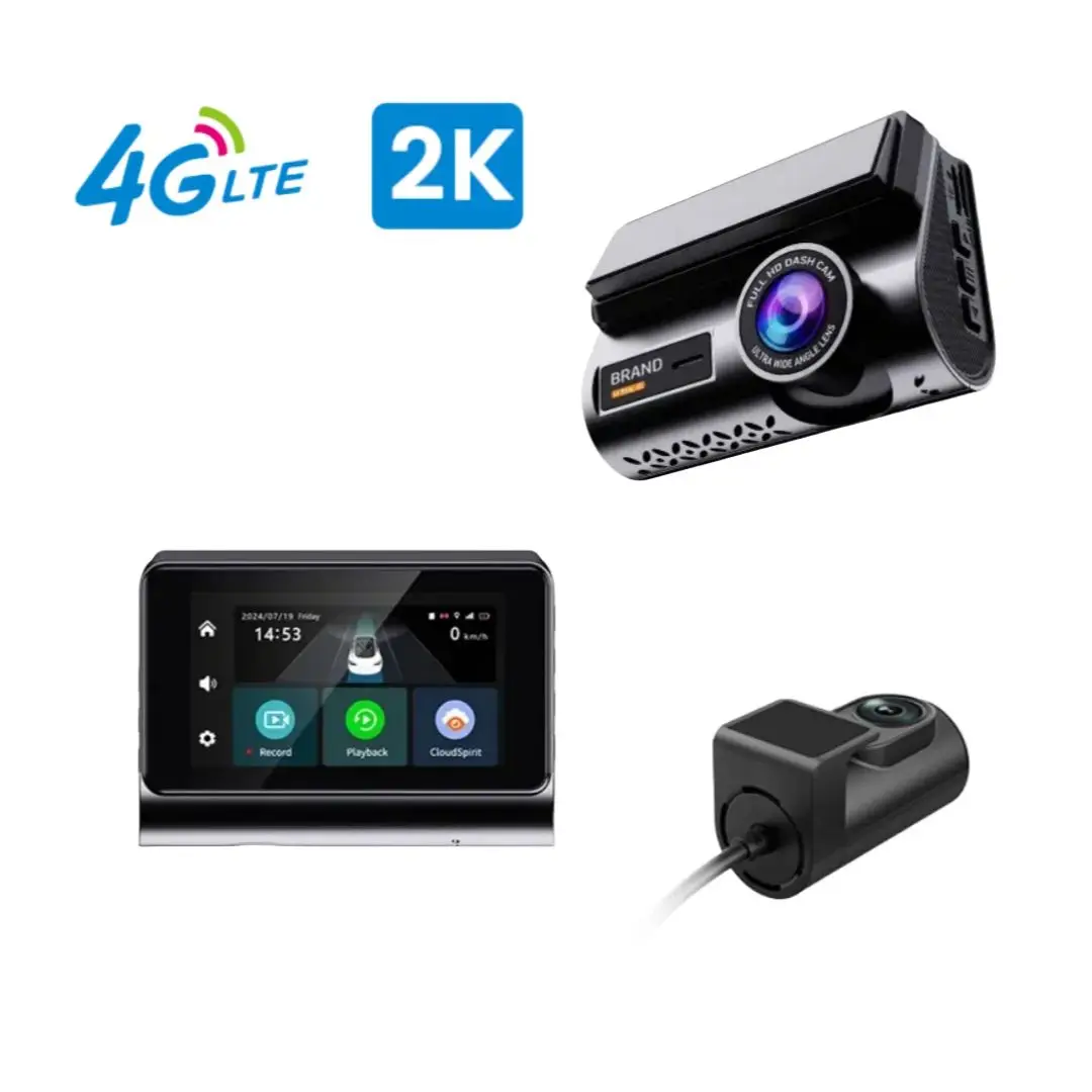 4G 3Inch 2K dashcam with dual lens record wifi gps tracking fit remote ...