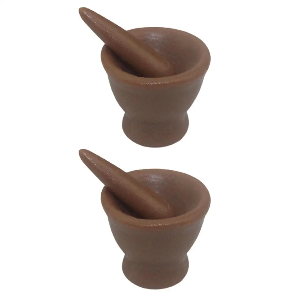 1/12 Dollhouse Ceramic Mortar And Pestle Set Garlic Spices Crusher