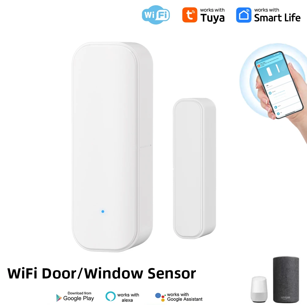 Tuya Wifi Door Sensor Window Entry Sensor Security Burglar Door Sensor Alarm Smart Life Magnetic Door Sensor Alexa Google Home 2