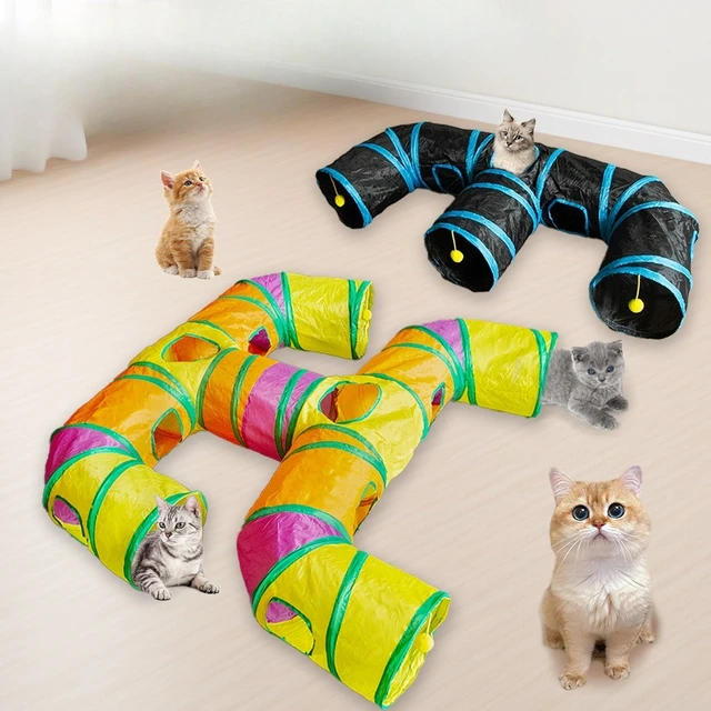 Pet Tunnel Multi Cat Interactive Rainbow Channel Large Multi Exit Foldable Cat Toy Drilling Cat Channel Durable Scratch and Bite 2