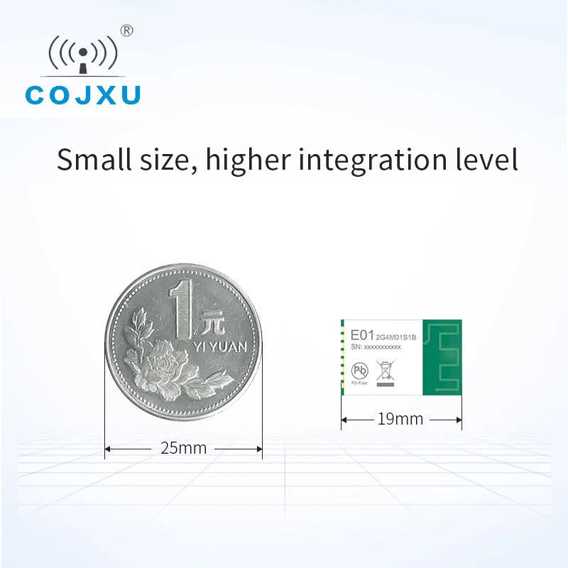 PCB 안테나 SPI 모듈 SMD 스몰 사이즈 크리스탈 발진기, 송신기 및 리시버 E01-2G4M01S1B, 2.4GHz, 5dBm, 200m