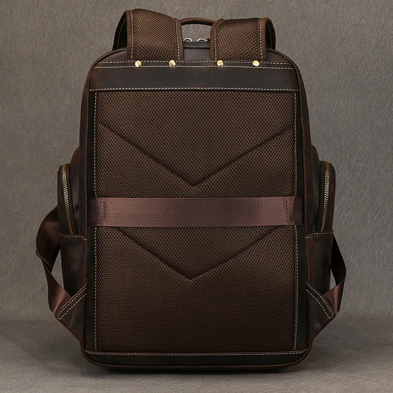 Soft Genuine Leather Backpack Fit For 15.6 inch Laptop Daypack Multifunction USB charging Fashion Male Mochila Travel BacKpack 3