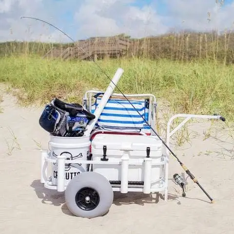 Balloon Tire Surf and Beach Cart - Outdoor Fishing Rolling Wheel Wagon