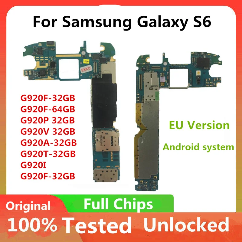 Unlocked For Samsung Galaxy S6 G920F Motherboard 32GB Full Tested Mainboard Full Chips IMEI Android System Logic Board