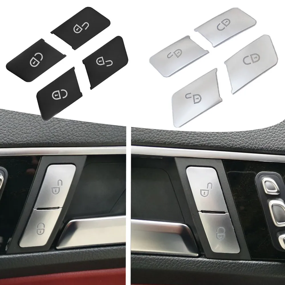 Car Door Lock Unlock Button Sequins Trim Cover Sticker  for Mercedes Benz A B C E GLA CLA GLK GLE CLS ML GL  W204 W212 W246 W166