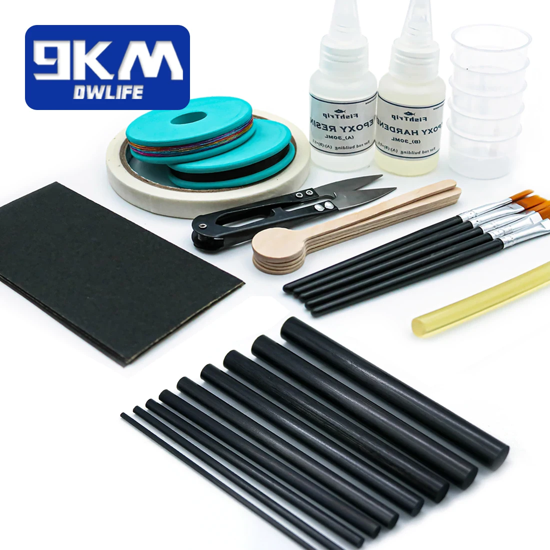 Fishing Rod Repair Kit Complete with Epoxy,10pcs Carbon Fiber Sticks Pole  Building Kit, AB Glue, Wrapping Thread for Saltwater - AliExpress