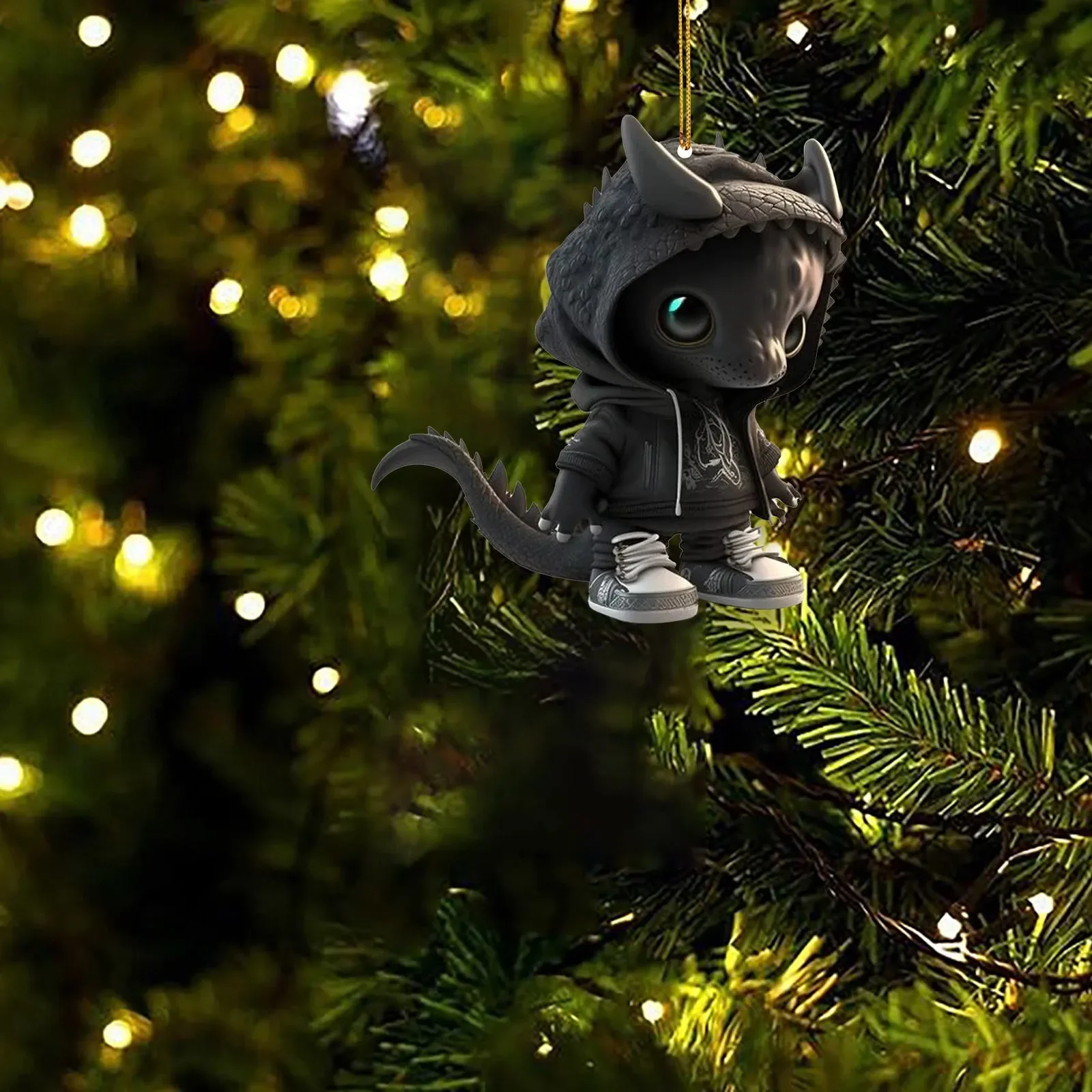 Cartoon Dragon Statue Acrylic Pendant Christmas Tree Decoration Pendants Car Interior Decoration String Bead Hanging Ornament 2D