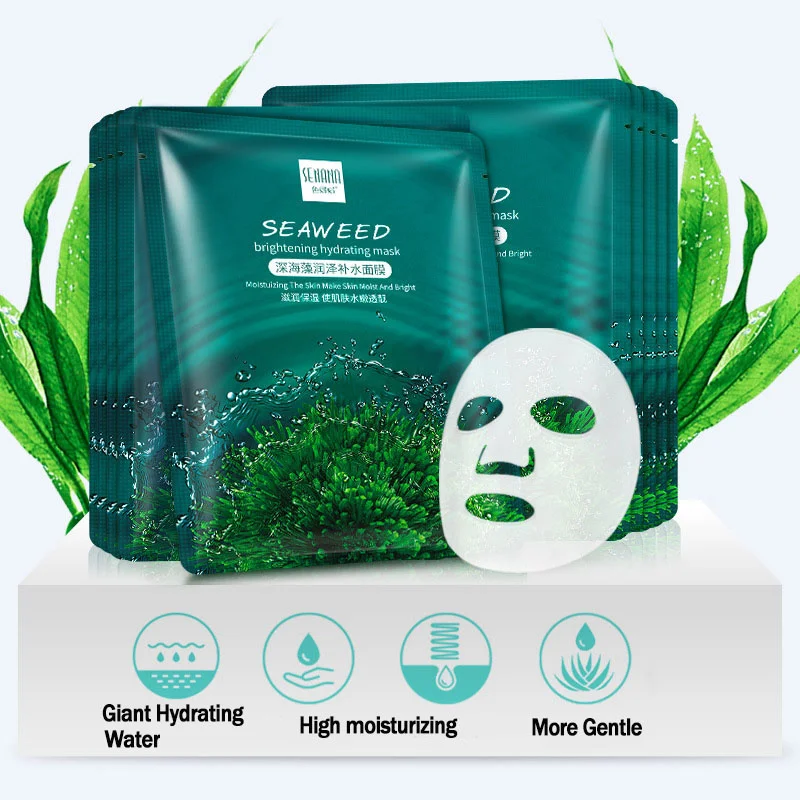 

10 Pcs Deep Hydrating Nourish Rejuvenating Moisturizing Masks Shrinking Pores Seaweed Brightening Control Oil Whitening Mask