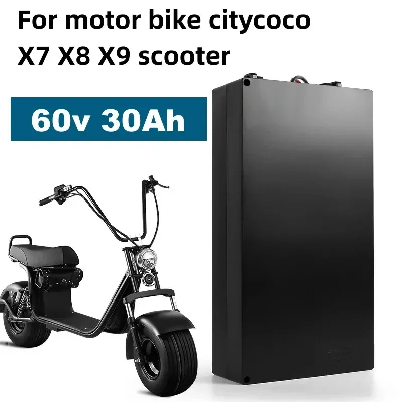 

New waterproof 60V 30Ah Lithium ion battery 60v 30Ah 20Ah for 1500W 2000W motor bike citycoco X7 X8 X9 scooter + 3A charger