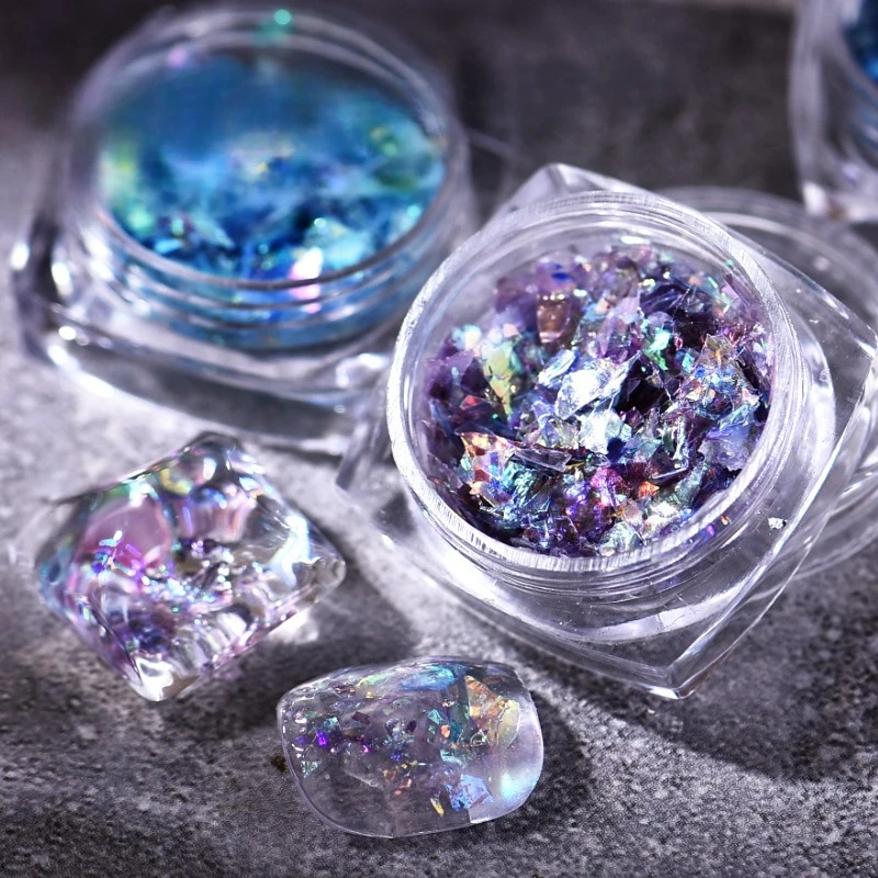 New Aurora Mica Sheet Nail Art Paillettes Shiny Candy Paper Frammenti Nail Art Sticker Fashion Glitter Decorativo Sticker Decor