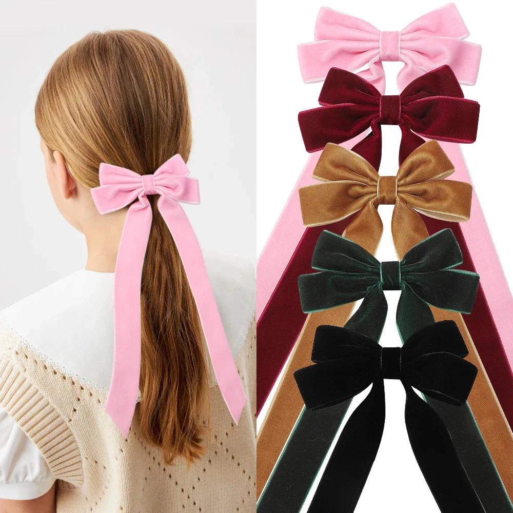 

Винтажная элегантная заколка для волос с бантом, однотонная Свадебная Длинная женская шпилька для волос, модные простые аксессуары для волос, подарки