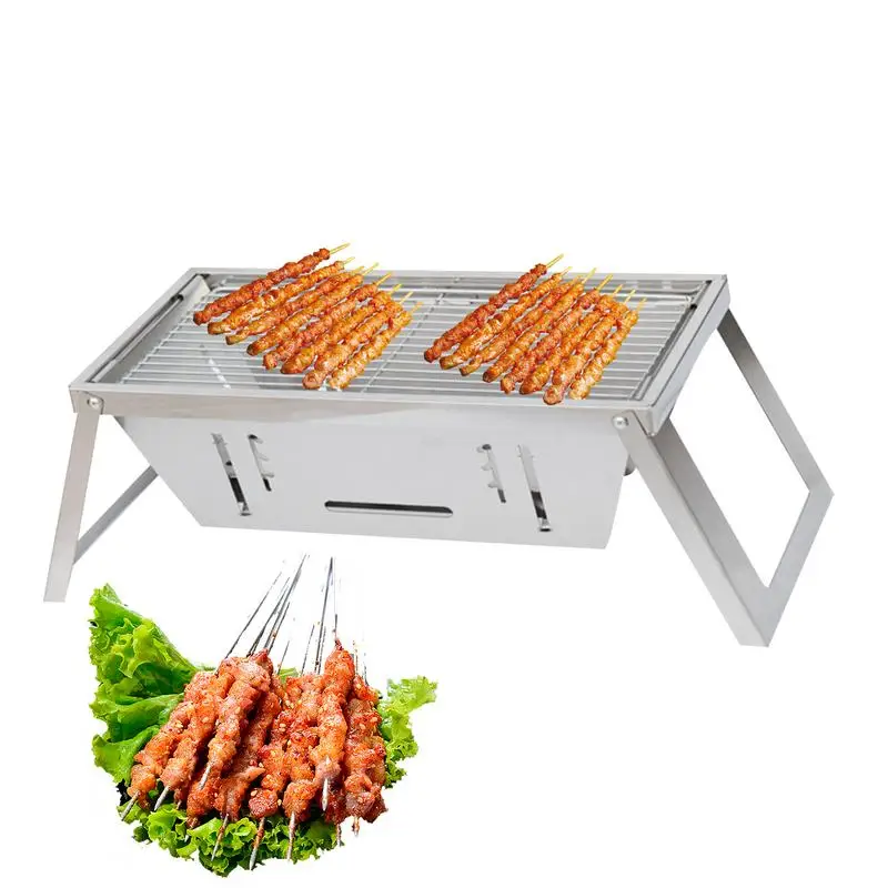 

Portable Camping Charcoal Grill Foldable BBQ Grill Stainless Barbecue Grill Camping Grill Stove Thickened Barbecue Grill Hiking