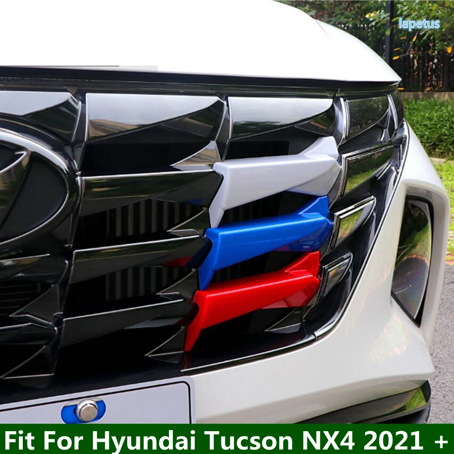 

Tricolor Front Center Grille Grill Bar Mesh Cover Trim Fit For Hyundai Tucson NX4 2021 - 2023 Car Exterior Modified Accessories