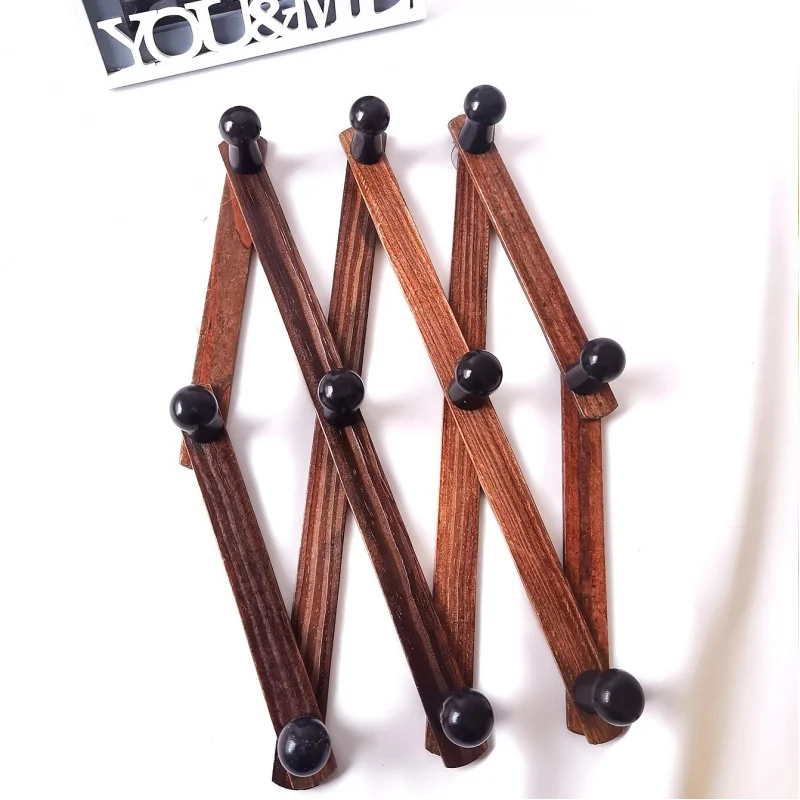 1 X-Shaped Wooden Wall Hanger, Expandable Hanger, Accordion Design, Hook, Used For Hanging And Storing Umbrellas, Hats, Wallets