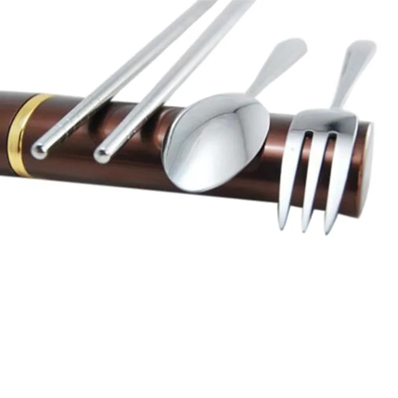 Portable Travel Tableware Set Stainless Steel Fork Spoons Folding Chopsticks With Container Case Dinnerware Sets Tableware