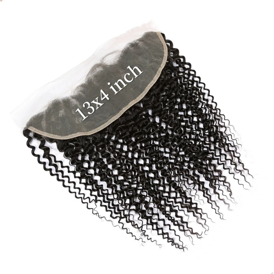 10A Kinky Curly Human Hair Lace Frontal Closures Brazilian 13X4 and 13X6 Lace 100% Remy Hair Frontals Transparent Swiss