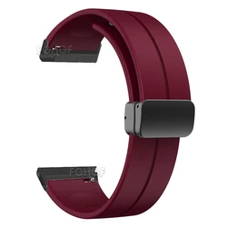 Magnetic Buckle Silicone Watchband Strap - Replacement Wristband Bracelet Accessory - Garmin Venu X1 (Wine red)