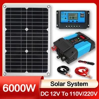 Système de production d'énergie solaire, panneau solaire 12V vers 110V/220V, onduleur 4000W-6000W, contrôleur 100A, kit complet de production d'énergie, chargeur 1