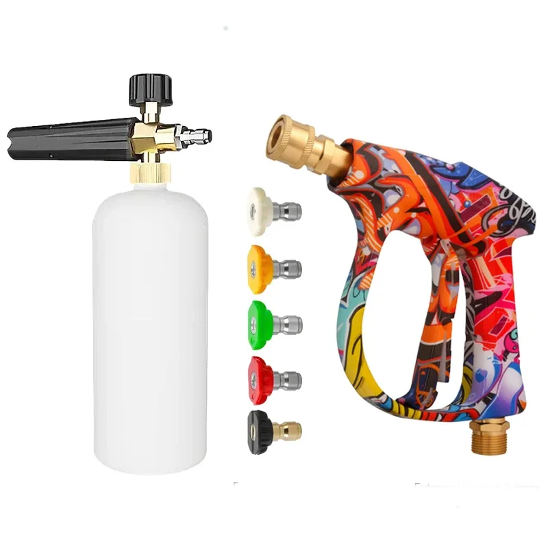 Water Gun 4350PSI High Pressure Graffiti Design 1L Foam Spray Gun 1/4" Quick Nozzle Set