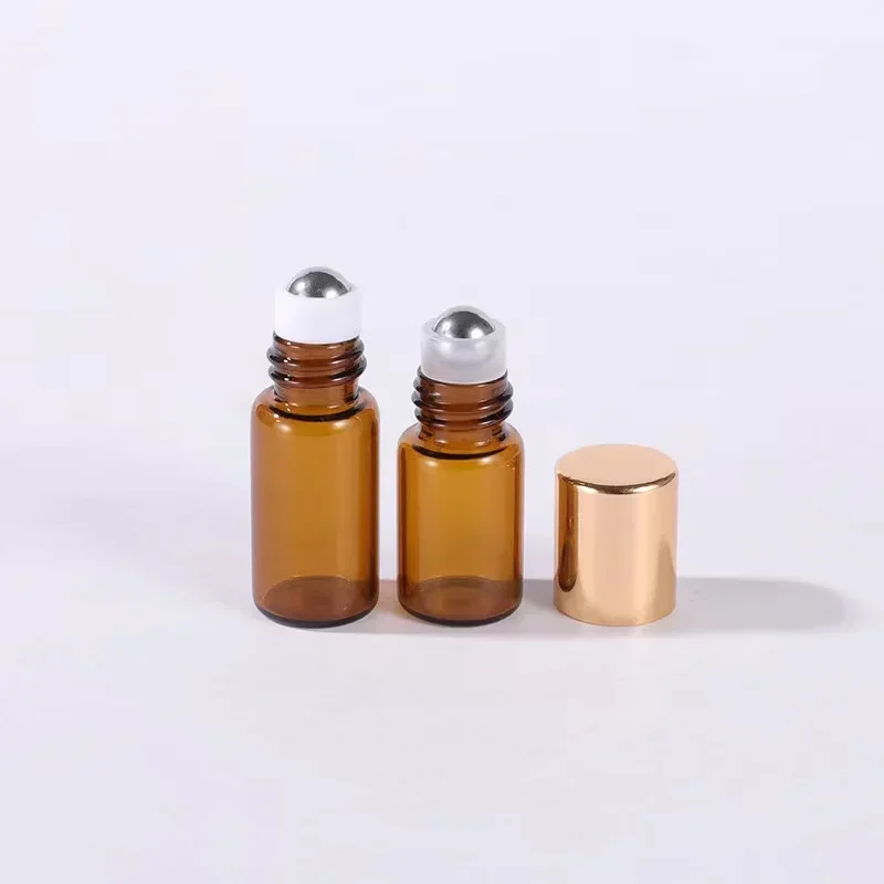 50pcs Amber Glass Roll on Bottle Sample Test Essential Oil Perfume Vials with Roller Metal Ball Refillable Bottles Containers perfume bottle perfume refill bottle refillable bottle refillable empty bottle refillable cosmetic bottle refillable perfume bottle