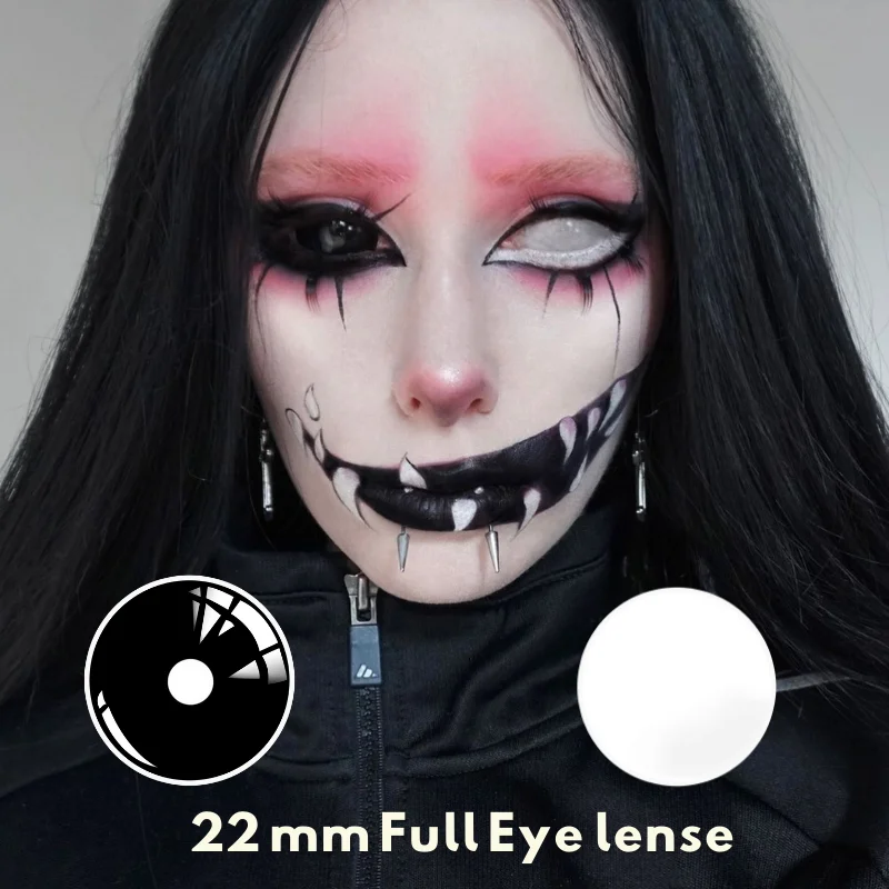 

Bio-essence 1 Pair 22MM Sclera Contact Lens For Cosplay Large Eye lenses Halloween Blind White Full Lenses Black Full Eye Lens