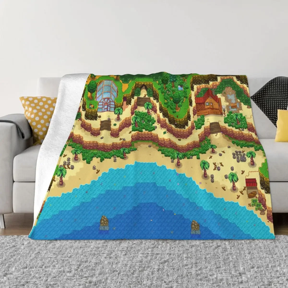 

Stardew Valley Map Flannel Throw Blankets Cartoon Anime Blankets for Home Bedroom Super Warm Plush Thin Quilt