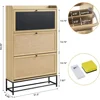 Shoe Storage Cabinet Set of 2 with 3 Flip Drawers Freestanding Narrow Shoe Cabinets Slim Shoe Racks Cabinet 2