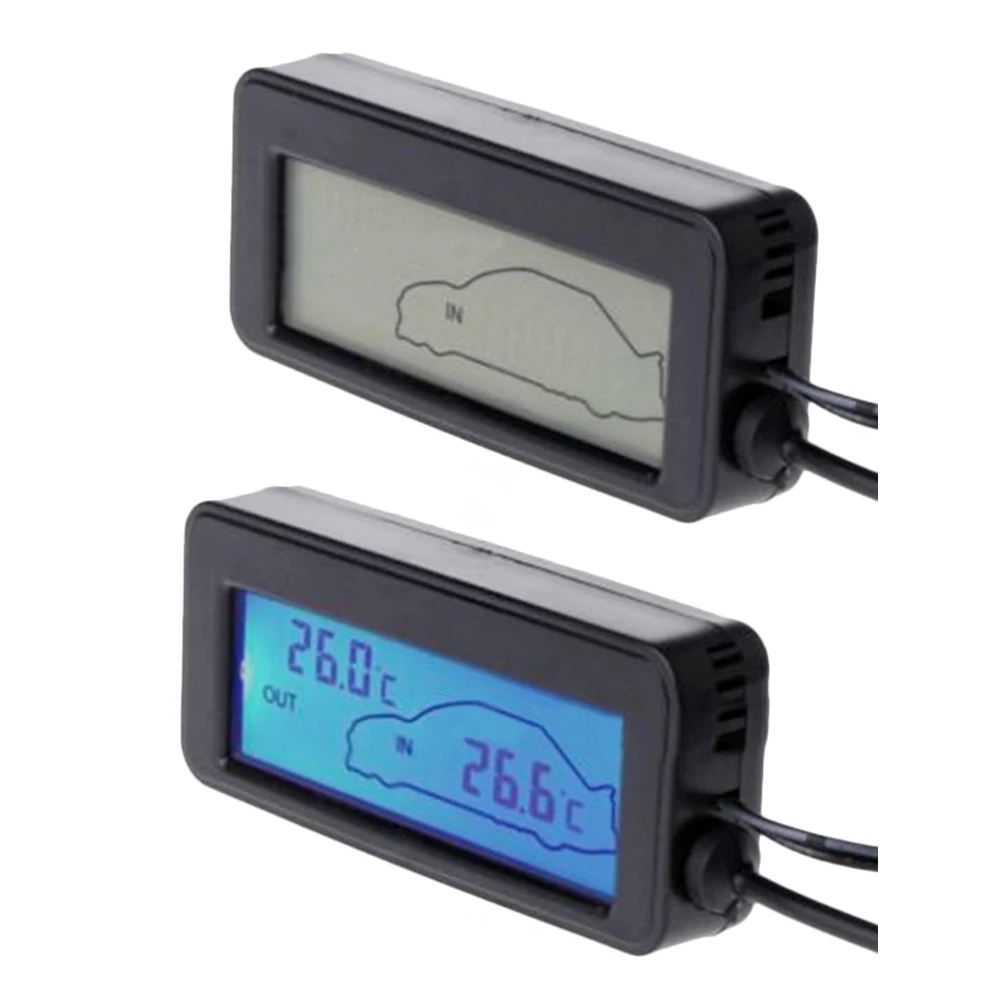 Orologio Digitale Auto 12-24V Con Termometro E Voltmetro: LCD Multifunzione Con Sensore, 3,62x2,16 Pollici