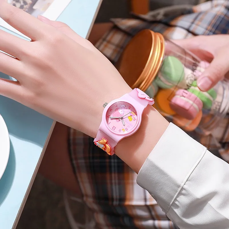 Hello Kitty 3D Pattern Sanrio Child Wrist Watch Cinnamoro Waterproof Quartz Watch Kuromi Cartoon Christmas Watchband Kids Gift 4