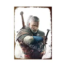  Classic Fight Video Game Wild Hunt Characters Horizontal Metal Tin Sign Retro Poster Wall Decor for House Home Room Plaque Decor 