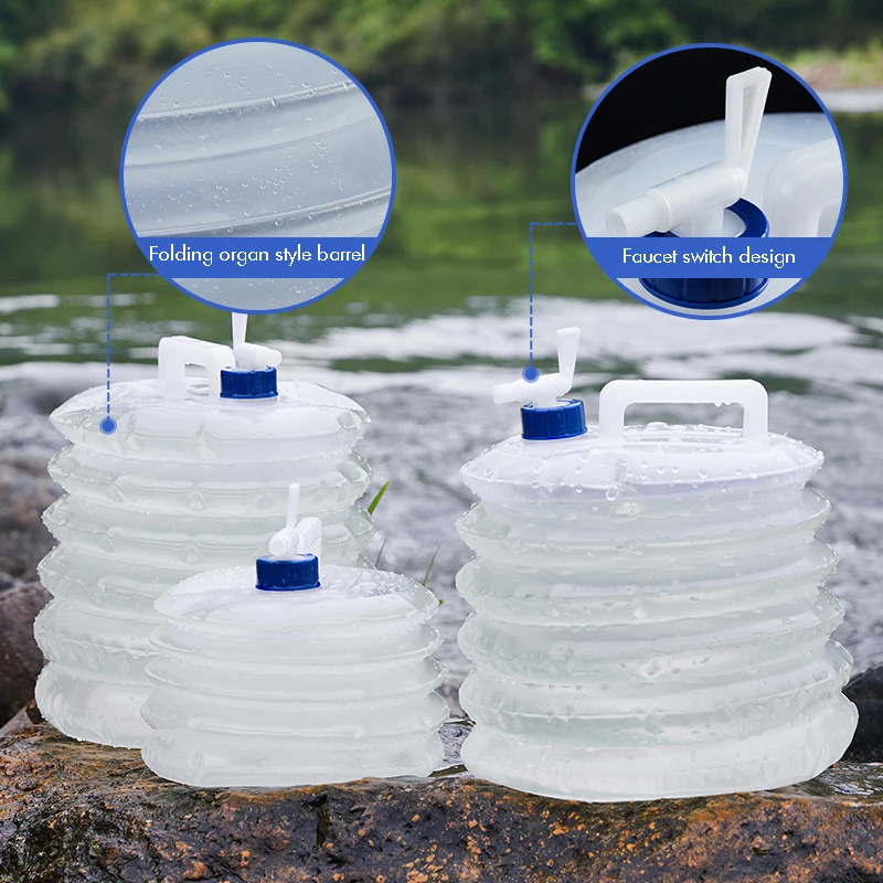 3L-15L Outdoor Collapsible Water Bag Camping Foldable Water Containers Drinking Multifunction Telescopic Storage Bottle